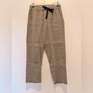 Babaton Aritzia Linen Blend Pull On Pants In a Green Tan Color size Small EUC